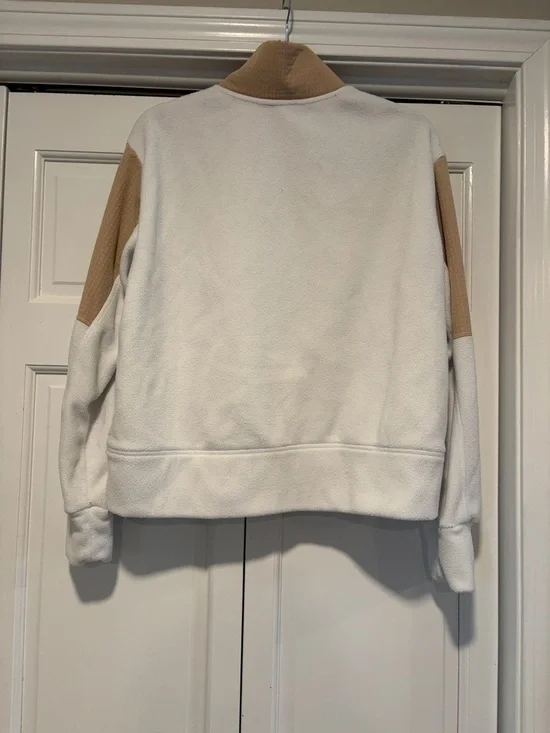 Adidas Women’s Half-Zip Fleece Pullover - White & Tan - Picture 3 of 4